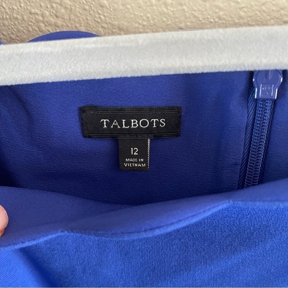Talbots Square Neck Capped Sleeve Scalloped
Hem Sheath Dress Cobalt Blue. Sz.12 - Picture 4 of 9